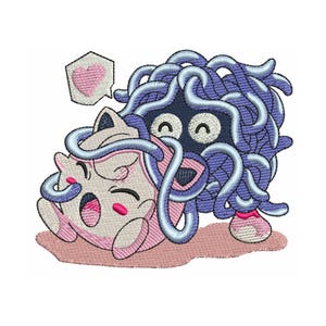 Kawaii Tangled Monster Embroidery Design – Cartoon Style (Digital Download)