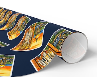 Notre Dame Golden Dome & Touchdown Jesus Wrapping Paper | College Football Gift Wrap