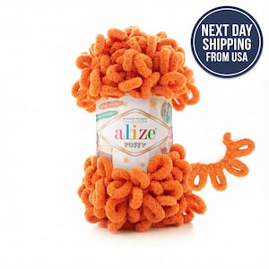 Alize Puffy Chenille Loop Yarn, Finger Knitting, Soft Blanket Yarn, No needles