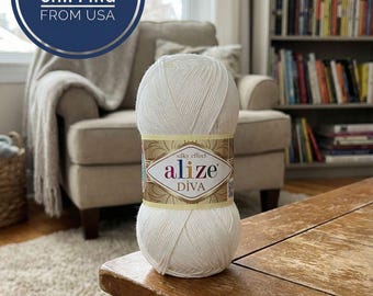 Silky Microfiber Acrylic Yarn: Alize Diva Sport Weight, 4 ply Acrylic Water Repellent, 100 gr