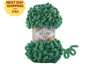 Alize Puffy Chenille Yarn, Finger Knitting, Soft Plush Blanket Yarn, 100 gr