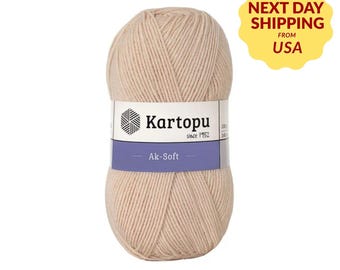 Kartopu Aksoft Yarn, Super Soft Acrylic Yarn For Crochet & Knitting, 100 gr