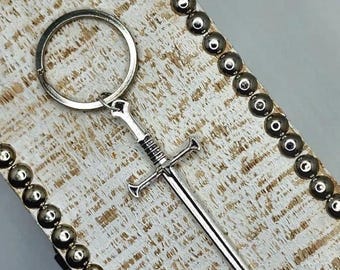 Large Sword Keychain, Medieval, Charm, Blade, Steel, Rapier, Purse Charm