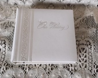 Vintage Pleather white and gold small wedding photo book