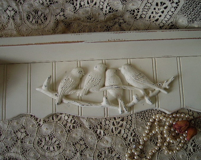 Shabby French Country Cottage Wall Shelf Birds Hooks - Etsy