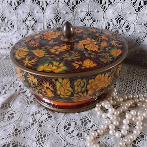 Vintage flower tin container