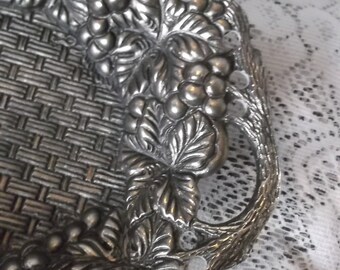 Vintage silver metal decorative tray