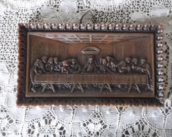 Vintage Small Last Supper wax Wall hanging, The Lords supper