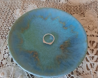Vintage blue ceramic ring  dish