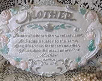 Vintage Mother gift, chalkware mother poem, Mothers day gift