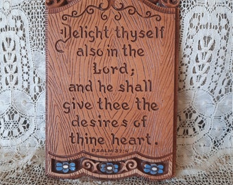 Vintage psalm 37 4 wall hanging