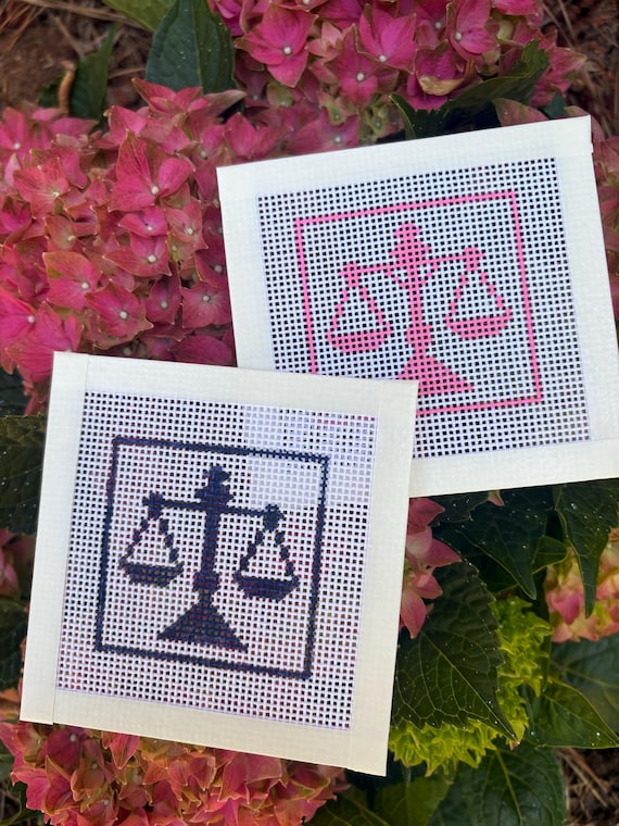 Beginner Needlepoint Canvas: Law Balance Custom Color Zweigart 13 Count