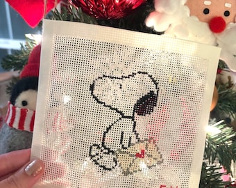 Lienzo de bordado de Snoopy: Carta de amor de San Valentín, Zweigart, 13 hilos, pintado a mano