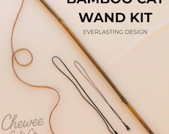 Bamboo Cat Wand Toy Kit | Interactive Teaser with 3 Clip-On Accessories | Durable Refillable UK Handmade