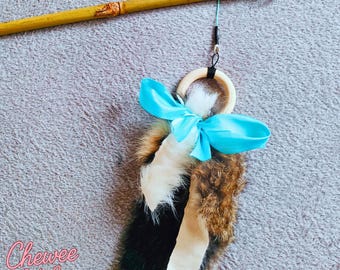 Cat Dream Catcher© – Handmade Rabbit Fur Natural Wooden Ring Prey Toy | Chewee Cats Co.