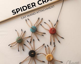 Durable Cat Chew Toy | Wand Attachment Toy | Spider Crab Teaser Handmade Interactive Toy