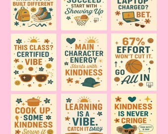 Affiches de classe d'argot de la génération Z : oeuvres d'art murales motivantes amusantes (lot de 15 impressions numériques)