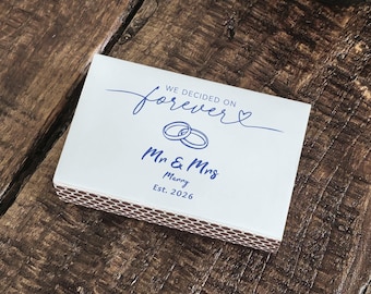 Cajas de cerillas personalizadas para boda, recuerdo personalizado para Sr. y Sra., caja de cerillas minimalista moderna, recuerdos de boda, decoración para despedida de soltera, fiesta de compromiso