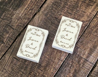 Custom Wedding Matchboxes Personalized Matchbox Favors Elegant Vintage Matchbook Favors Bridal Shower Reception Table Decoration