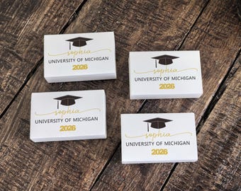 Personalized Graduation Matchboxes Class of 2026 Custom Grad Party Favors Bulk University Party Decor College or High School Matchbook Gifts