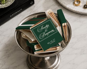 Personalized Cherub Wedding Matchbooks, Vintage Cocktail Favor Matches for Wedding Reception & Bridal Shower