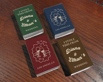 Custom Wedding Matchboxes, Personalized “I Stole This From” Matches, Double-Sided Retro Favors