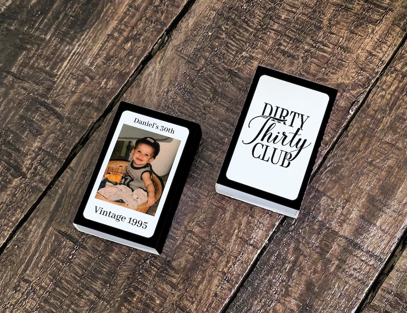 Dirty Thirty Club Matchboxes, Custom Photo Birthday Favors, Vintage 1995 Birthday Decor, 30th Birthday Party Keepsakes, Milestone Matches image 4