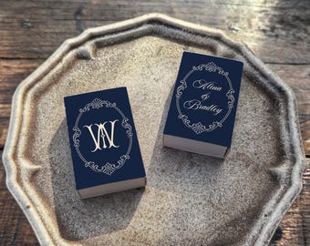 Personalized Wedding Matchboxes, Monogram Matchbox Favors, Elegant Wedding Guest Gifts, Luxury Matchbox Favor, Vintage Floral Frame Design
