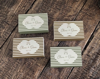 Cajas de cerillas personalizadas para boda con nombre y fecha, recuerdo de caja de cerillas con rayas vintage, diseño retro de copas de cóctel, regalos de boda personalizados