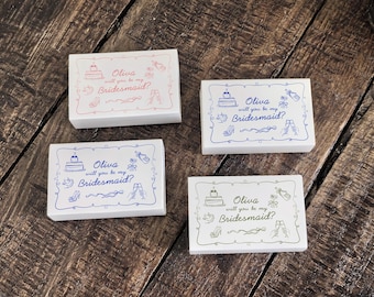 Cajas de cerillas personalizadas para propuesta de dama de honor, regalos de caja de cerillas "¿Quieres ser mi dama de honor?", caja de regalo personalizada para fiesta nupcial.