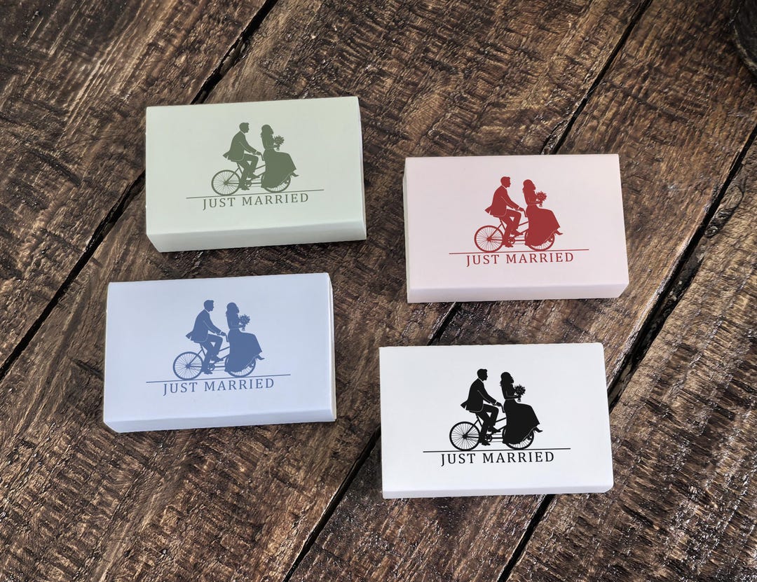 Personalized Wedding Matches Custom Matchbox Favors Tandem Bicycle Just ...