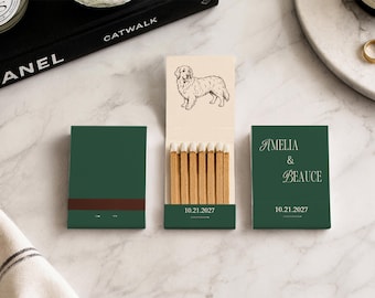 Personalized Dog Wedding Matchbooks Custom Dog Portrait Bridal Shower Favors Dog Lover Wedding Gift