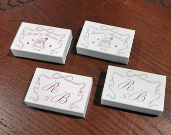 Personalized Wedding Matchboxes with Crest, Monogram Car Design – Elegant Guest Favors for 2026 Weddings & Bridal Celebrations