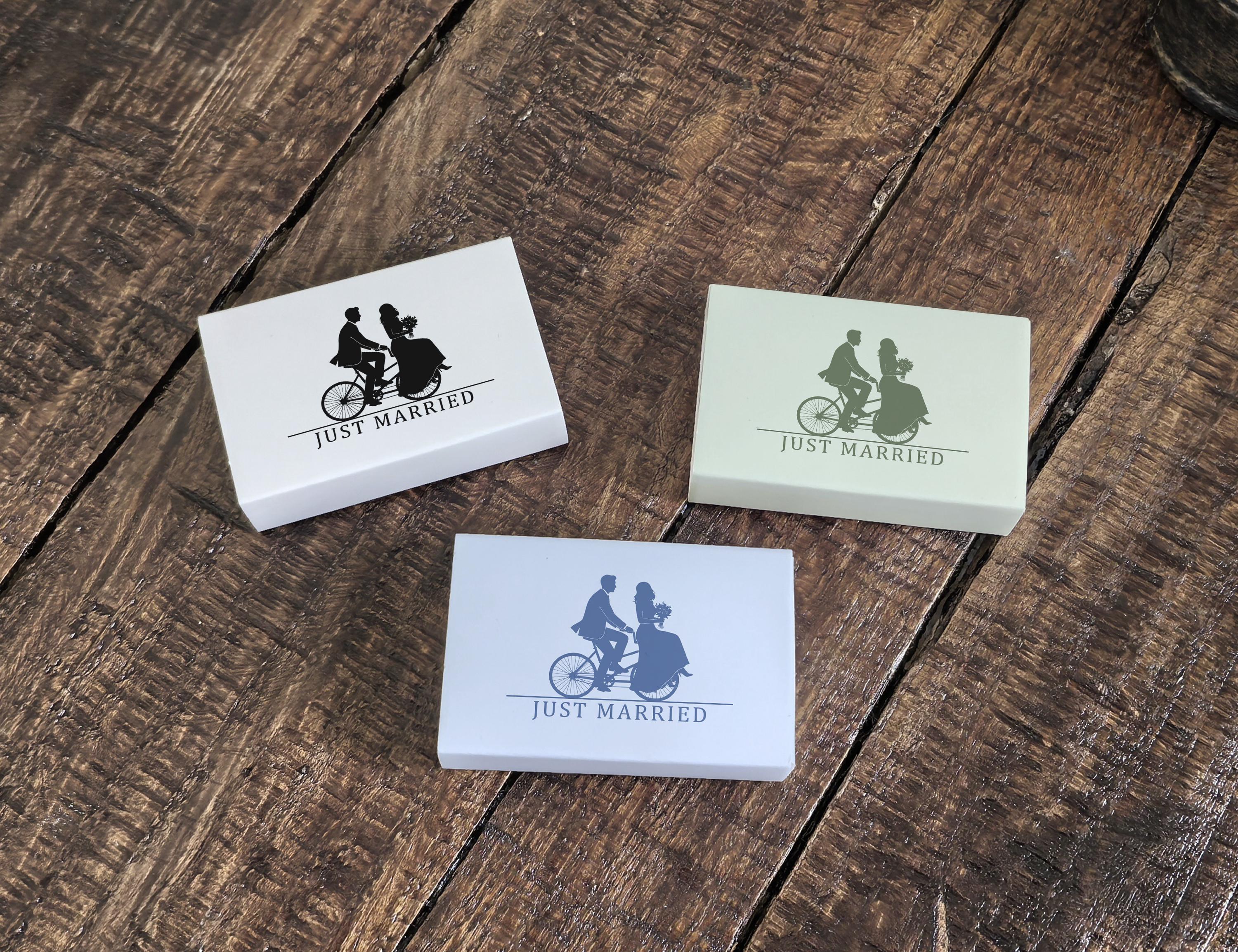 Personalized Wedding Matches Custom Matchbox Favors Tandem Bicycle Just ...