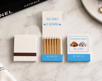 Personalized Pet Wedding Matchbooks, Custom Dog Photo Wedding Favors, Unique Matchbook Guest Gifts, Bridal Shower Favor, Dog Lover Keepsake