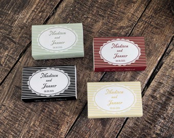 Custom Wedding Matchboxes Personalized | Stripe Vintage Matchbooks with Initials | Wedding Favors The Perfect Match | Bridal Shower Gifts
