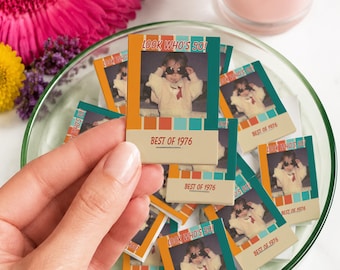 50th Birthday Matchbook Favor, Personalized Photo Matchboxes, Custom Retro Childhood Photo Gift, Milestone Party Keepsake