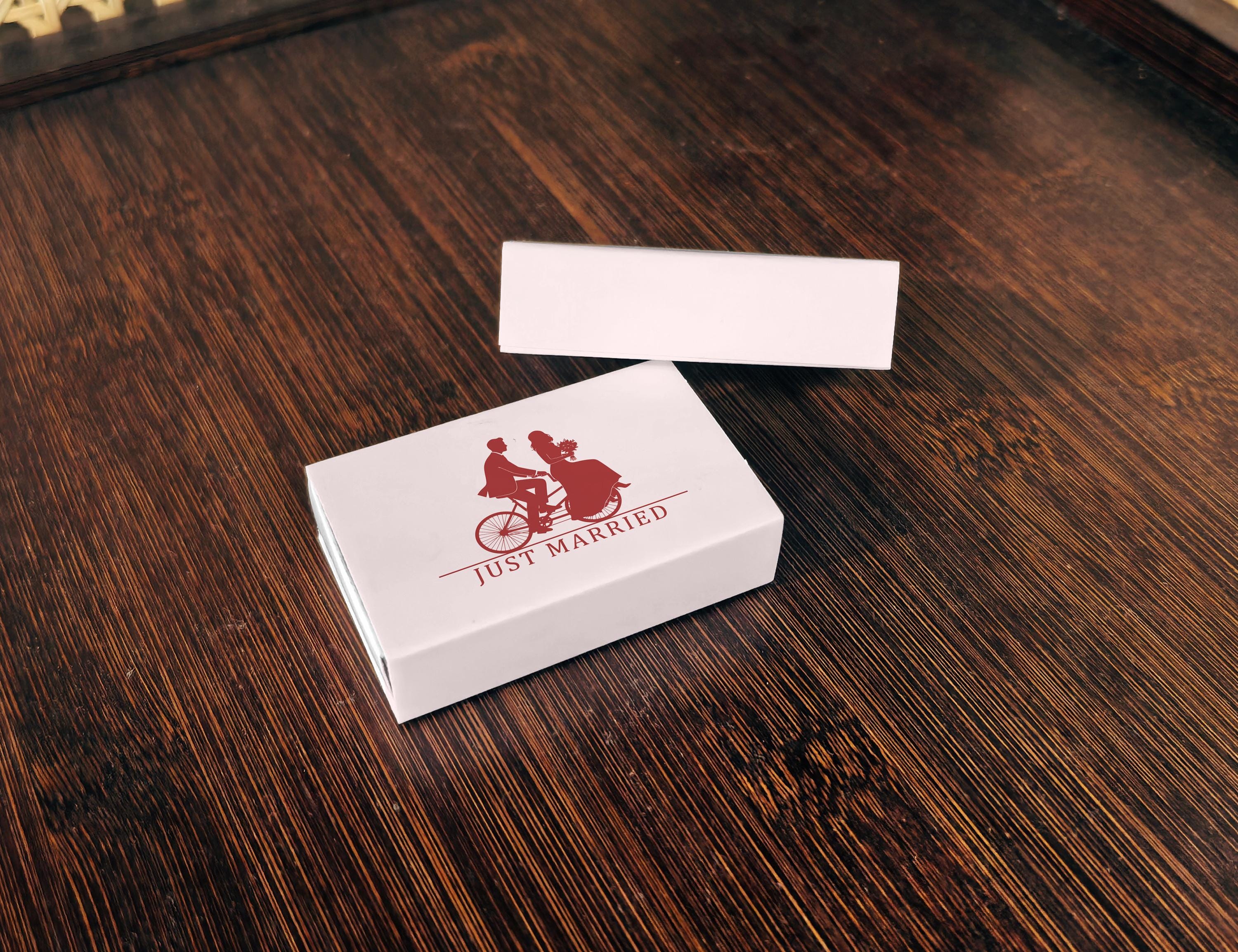Personalized Wedding Matches Custom Matchbox Favors Tandem Bicycle Just ...