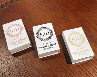 Personalized Vintage Wedding Matchboxes – Elegant Retro Guest Favors - Custom Monogram Match Book