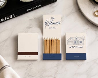 Custom Wedding Matchbooks, Personalized House Sketch Matchbook Favors, Home Illustration Wedding Guest Favor, Housewarming Gift Matchbox