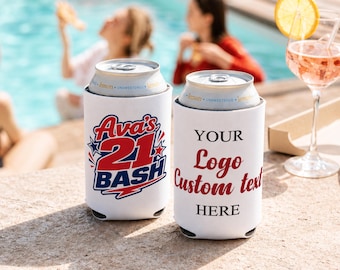 Porte-canette personnalisé avec photo, Koozie personnalisé avec votre logo ou illustration, porte-boisson personnalisé pour mariage, cadeau d'invité, cadeau d'anniversaire