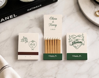 Custom Wedding Matchbooks, Personalized Dove Heart Match Favors, Unique Bridal Shower Party Favors, Romantic Gifts