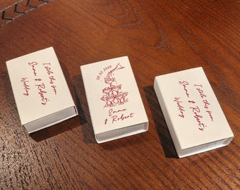 Custom Matchbox Champagne Tower, Wedding Matches Favors, Double-Sided Wedding Match box with Funny Back Text, Cigar Bar Matchbooks