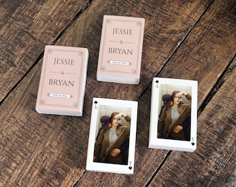 Custom Wedding Matchboxes with Photo Playing Card Design, Personalized Names & Date, Unique Bride Groom Guest Favors, The Perfect Match