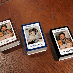 Dirty Thirty Club Matchboxes, Custom Photo Birthday Favors, Vintage 1995 Birthday Decor, 30th Birthday Party Keepsakes, Milestone Matches image 2