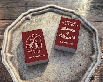 Cerillas de boda personalizadas Recuerdos de boda personalizados para invitados Cajas de cerillas retro Divertidas Robé esto de Design