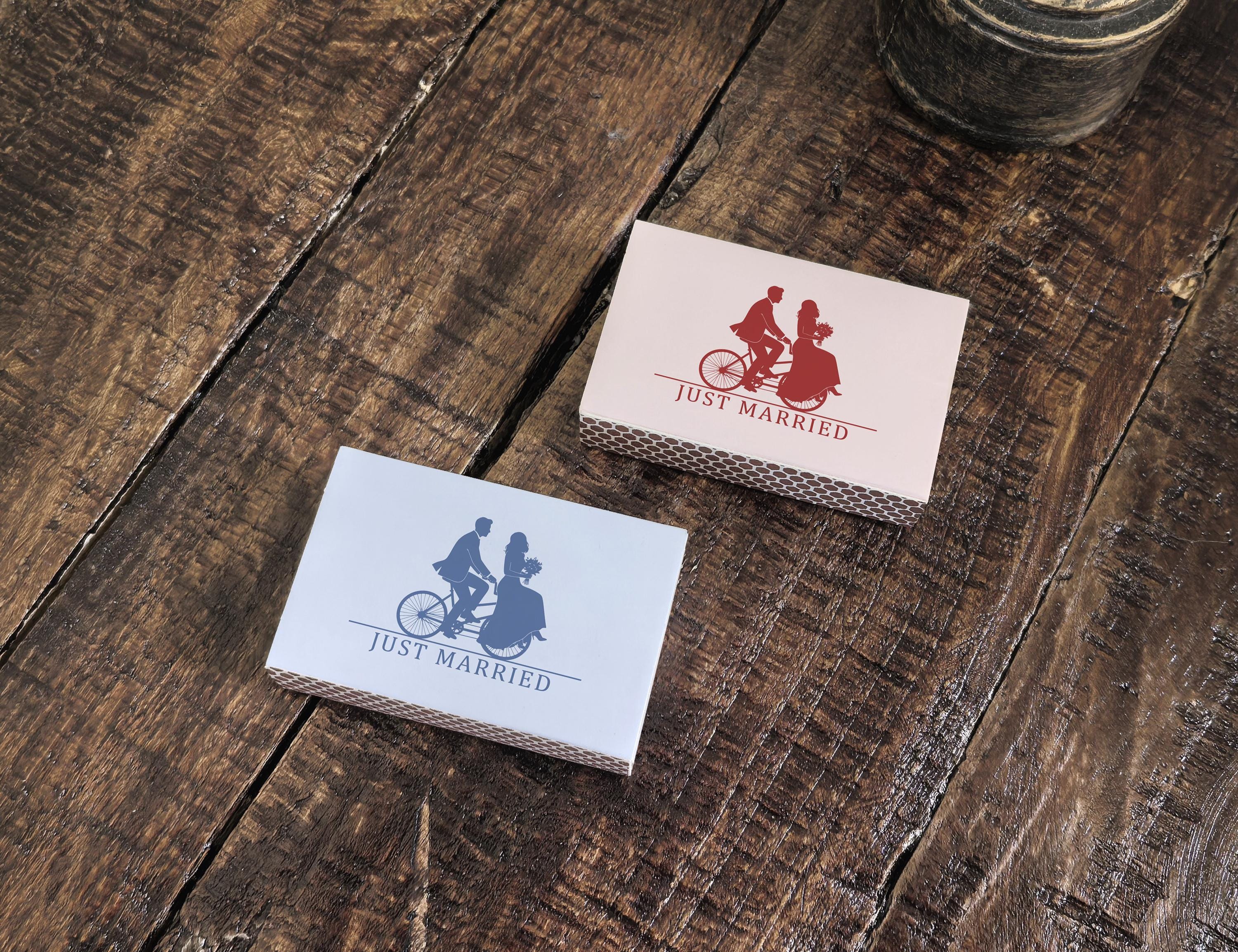 Personalized Wedding Matches Custom Matchbox Favors Tandem Bicycle Just ...