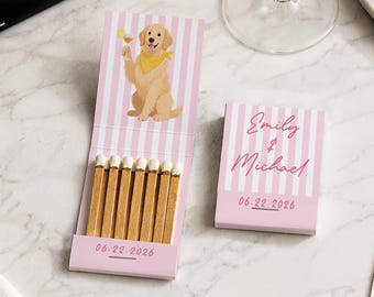 Personalized Dog Wedding Favors Matchbooks, Custom Guest Matches, Unique Bridal Shower & Party Favors, Pet Lover Wedding Gift Idea