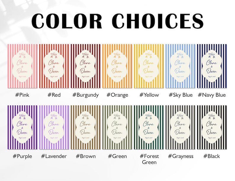 Peut inclure: Un nuancier pr&eacute;sentant quatorze cartes rectangulaires &agrave; rayures verticales de diff&eacute;rentes couleurs, notamment rose, rouge, bordeaux, orange, jaune, bleu ciel, bleu marine, violet, lavande, marron, vert, vert for&ecirc;t, gris et noir.