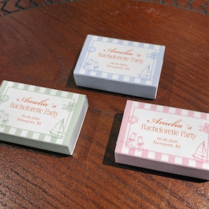 Custom Coastal Bachelorette Matchboxes Personalized Nautical Wedding Favors Summer Bridal Shower Gift Shell Sailboat Party Decor Favors